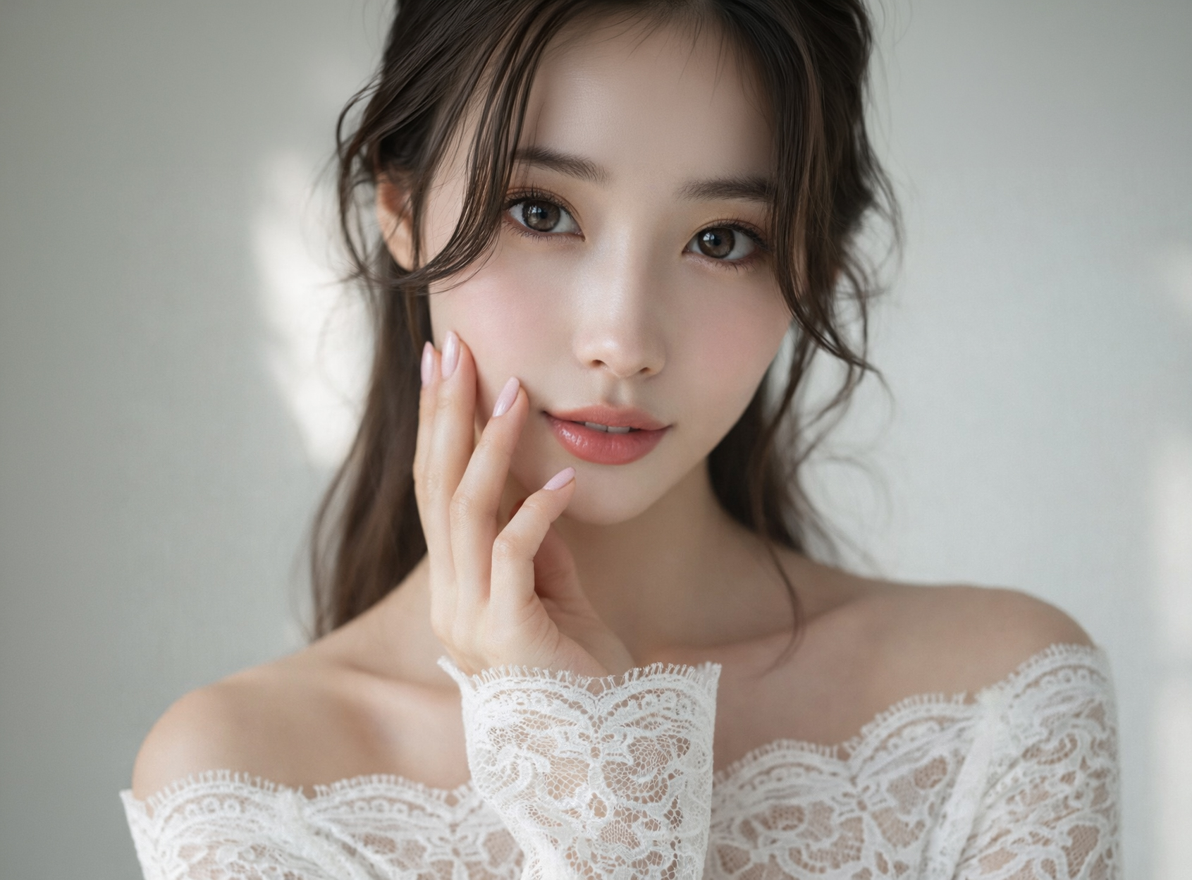 ネイルを見せる女性